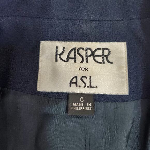 Kasper A.S.L | Vintage Navy Blue Button Front Single Breasted Blazer - Picture 7 of 10